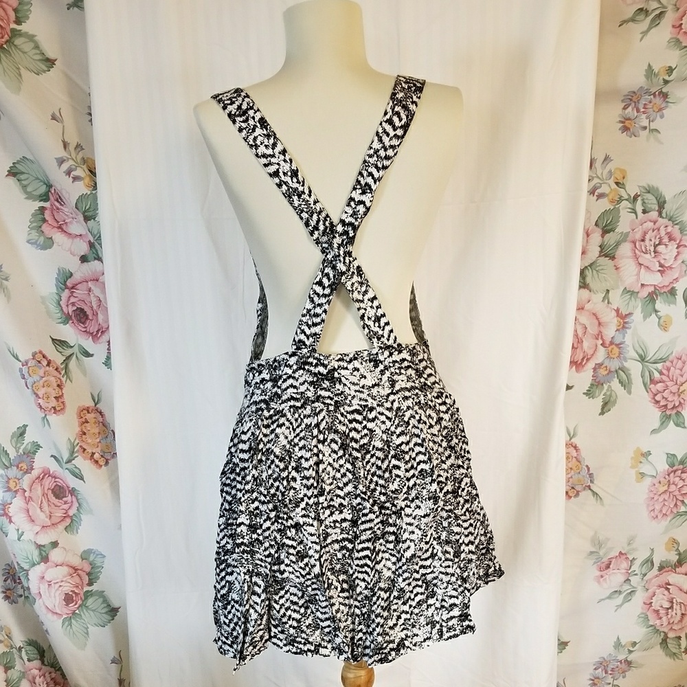 Graphic Pattern Black and White Overall Mini Dress
